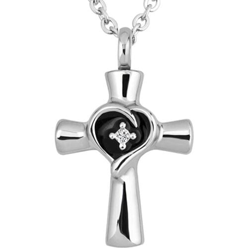 Stainless Steel Religious Cross Love Cremation Necklace Memorial Jesus Cremation Pendant Jewelry Keepsake Gift