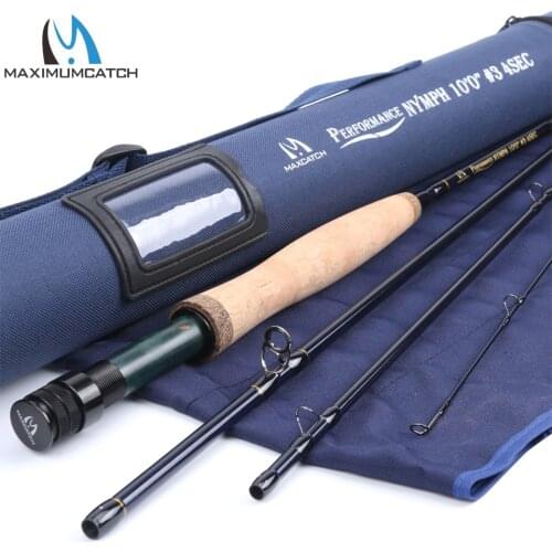 Maximumcatch Maxcatch Performance Nymph Fly Fishing Rod 2/3/4WT 10/11FT 4 Section IM10 Carbon AAA+ Cork Handle Cordura Rod Tube
