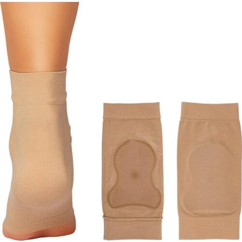 1 Pair Soft Shoe Boots Beige Elastic Silicone Gel Bandage Nylon Sleeve Heel Foot Protect For Ice Skating Horse Riding Breathable