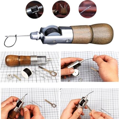 Leather Sewing Awl Kit Hand Stitcher Set Lock Stitching Hand Stitcher Thread Needles Kit Craft Stitch Tools DIY Luggage Wax