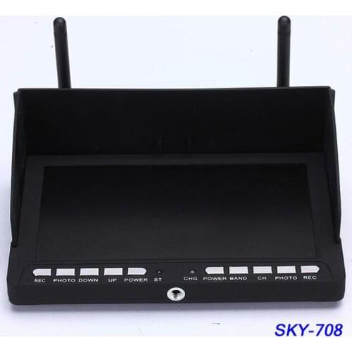 Sky-708 5.8GHz 40CH 7inch LCD Screen FPV Receiver Video Display Support HDMI Input and Diversity Rx, DVR, PPM Function