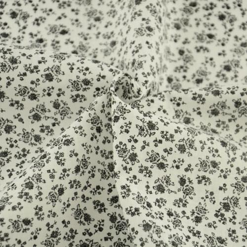 Booksew Printed Lovely Black Flowers Design Decoration Patchwork 100% Cotton Fabric Sewing Cloth Textile Telas Tecido Material