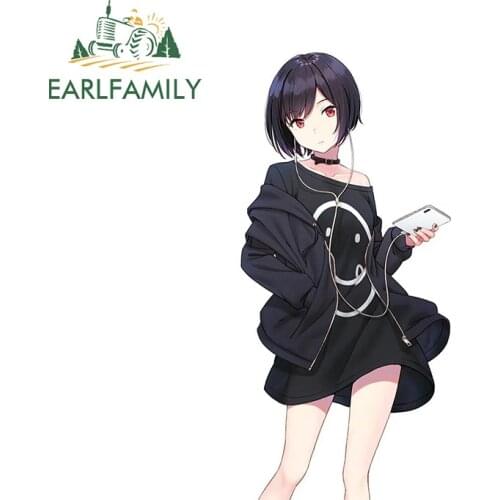 EARLFAMILY 13cm x 6.3cm for Listening To Music Alone Vinyl Car Stickers Anime Helmet Waterproof DIY Personality Snowboard Decal