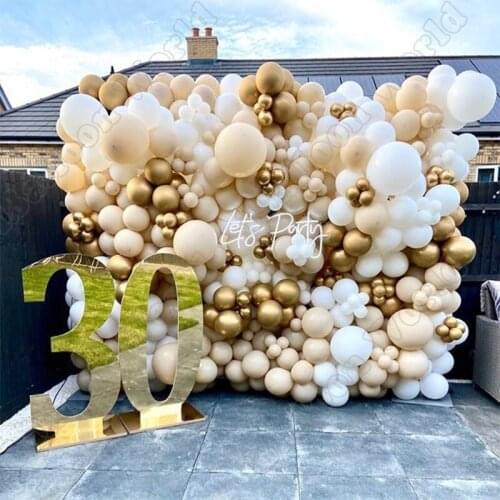 183pcs Sandy White Gold Latex Balloon Arch Kit Wedding Birthday Party Balloon Garland Event Celebration Baby Shower Decoration