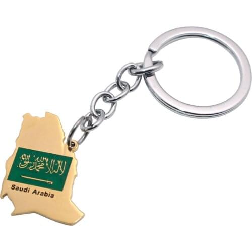 Zkd saudi arbia map saudi arbia flag Key Chains stainless steel key ring