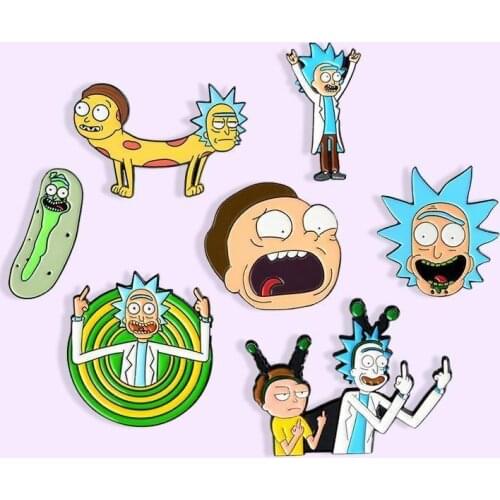 Mad Scientist Enamel Pins Pickle Anime Cosmic Adventure Badges Cartoon Brooches Lapel Pin Jewelry Gift for Women Men Wholesale