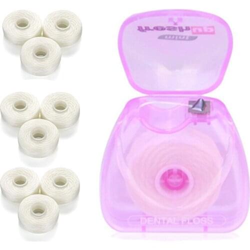 1 Box +10 Rolls 50m Dental Flosser Oral Hygiene Teeth Cleaning Wax Mint Flavored Dental Floss Spool Toothpick Teeth Flosser