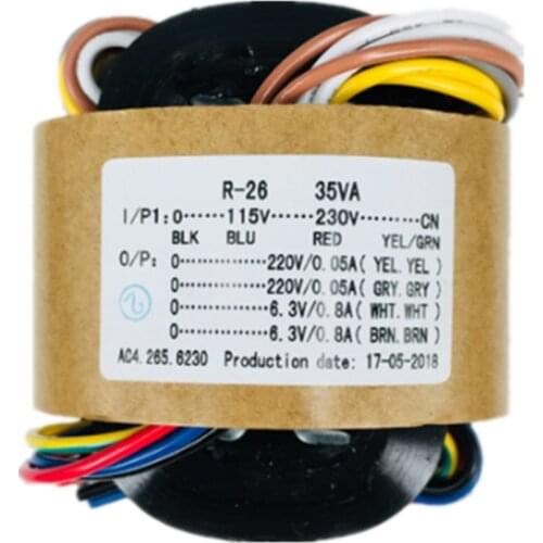 1PC 35W Sec Voltage 220V x2 + 6.3V x2 R-Core Transformer for TUBE preamp DAC amp diy