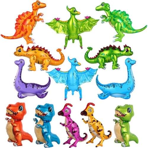 1pc Large 4D Dinosaur Foil Balloons Green Dinosaur Standing Dragon Birthday Party Decorations Kids Supplies Boy Toys Air Globos