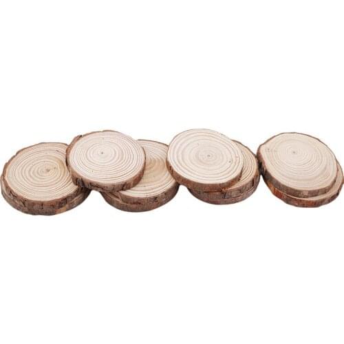 10pcs Wood Slices Log Discs DIY Crafts Round Wood Piece Home Decoration Ornament Craft Wedding Centerpieces Embellishments