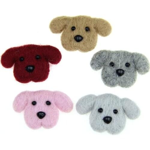 Min order 10pcs/lot cartoon cute pet dog heads shape color wool felt diy jewelry hair/garment/shoes decoration materials