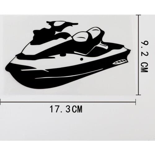 17.3CMX9.2CM Cute Jet Ski Water Scooter Decal Vinyl Car Sticker Black/Silver 8A-1086