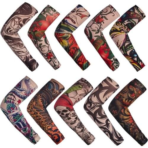 2pcs/lot Unisex Quick Dry UV Protection Outdoor Temporary Fake Running Arm Sleeve Skin Proteive Nylon Tattoo Sleeves Stockings