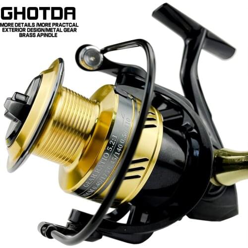 2000-7000 Spinning Fishing Reel Metal Spool & Handle Max 8 KG Drag Power Folding Handle Metal Spool Saltwater Tackle