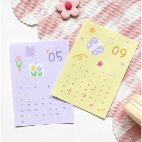 2021 Calendar Posing Prop Scrapbooking Stationery Monthly Cartoon Cute Sticker Calendar Postcard Decoration Planner Diy Sti E3G6