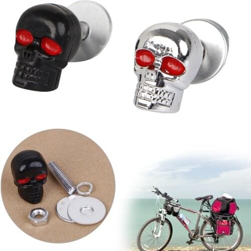 NoEnName_Null4Pcs Motorcycle Chrome Skull License Plate Frame Bolts Screws Caps Fastener