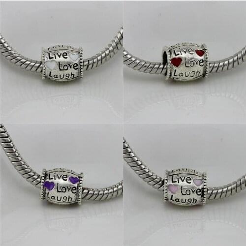 5 colors fit pandora s Original Charms Bracelets Letter LIVE LOVE LAUGH Charm Crystal fit pandora Women Diy Jewelry