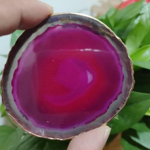 6-8cm Natural Red Agate Slice Gems Crafts Pad Coaster Cup Mug Glass Hot Beverage Holder Pad Quartz Onyx Stone Mat Decor plates
