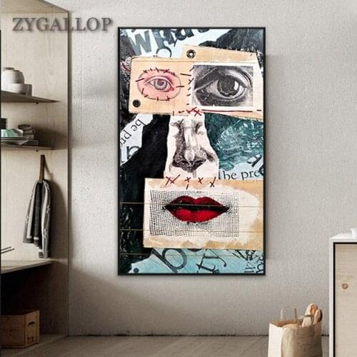 Face Abstract Art Canvas Painting Patchwork Face Posters and Prints Wall Pictures for Room Decoration Home Decor Wall Paintings