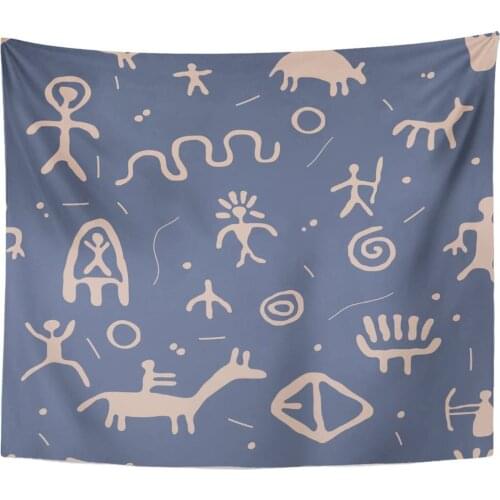 Australian Ancient Cave Petroglyphs History American Animal Archeology Bird Tapestry Home Decor Wall Hanging for Living Room