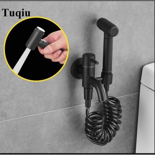 Black Toilet Bidet Faucet Set Single Cold Bathroom Toilet Shower Wall mounted Spray Gun Nozzle Bidet Faucet Bathroom Hardware