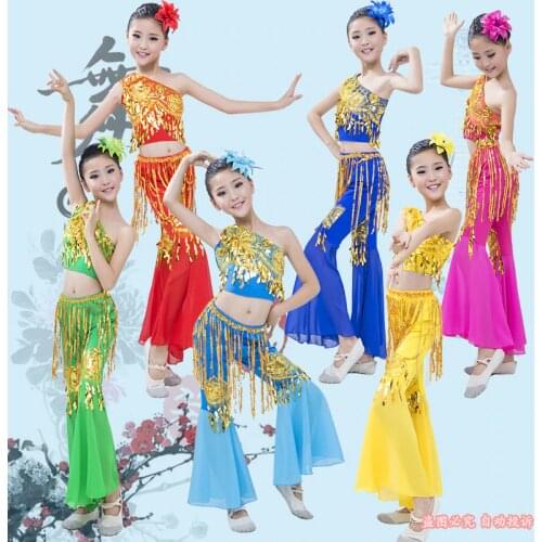 Cheap Price Children Belly Dance Costume Set For Kids Girls Bellydance Bollywood Indian Performance Costumes Set Top & Skirt