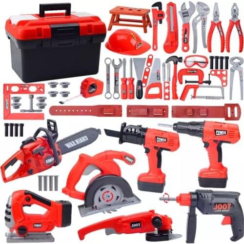 Childrens Toolbox Engineer Simulation Repair Tools Pretend Toy Electric Drill Screwdriver Tool Kit Play Toy Box Set for Kids C
