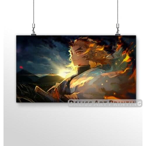 Canvas Anime Kyoujurou Demon Slayer Pictures Home Decoration Paintings Poster HD Prints Wall Art Modular Living Room Framed