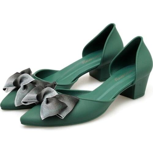 Net Red Sandals Super Fire Ins Tide Slope With Wild High Heels Korean Waterproof Slip Non-slip Fashion Pointed Jelly Shoes