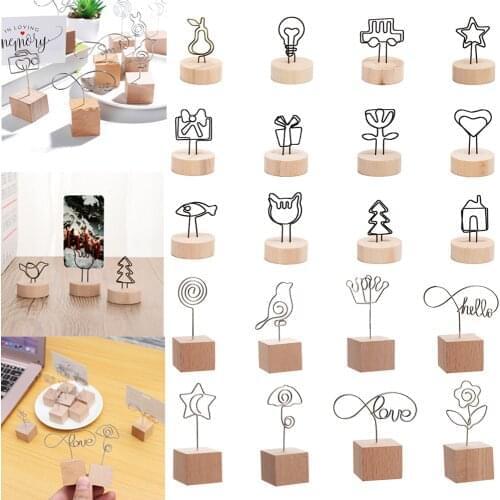 1PC New Creative Round Wooden Note Picture Frame Clip Table Number Wedding Photo Holder Photo Clip Memo Name Card Pendant Holder