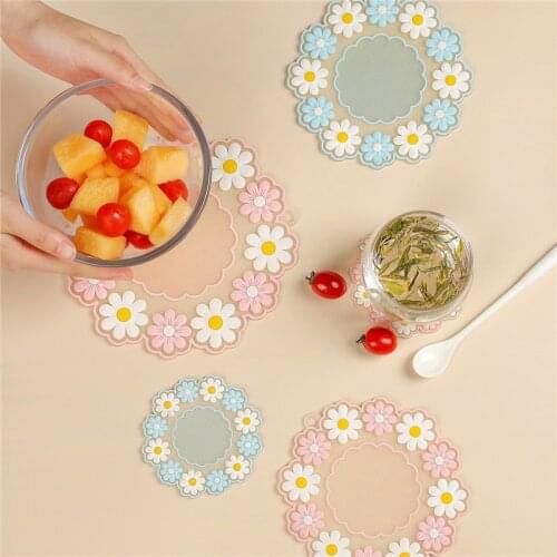 Food Grade Silicone Coaster Creative Home Cherry Blossom Tea Cup Milk Coffee Mug Insulation Pad Bowl Mat Placemat Kitchen Tools