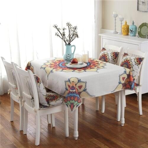 Linen Table Cloth Flora Printed Square Dinning Table Cover Pastora Style Home Textile Home/Outdoor/Party Christmas Ornament