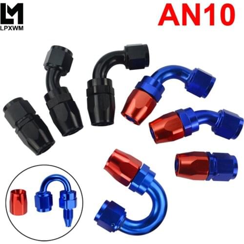 LPXWM- AN10 Oil Fuel Swivel Hose Anoized Aluminum Straight Elbow 45 90 180 Degree Hose End Oil Fuel Reusable Fitting