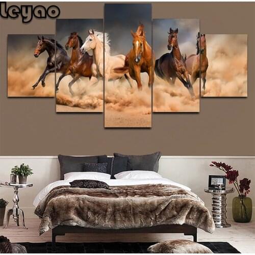 5 Pieces running Horse Diamond Painting on The Wall Many Horses Decoration diamond embroidery Pictures diamond mosaic crafts