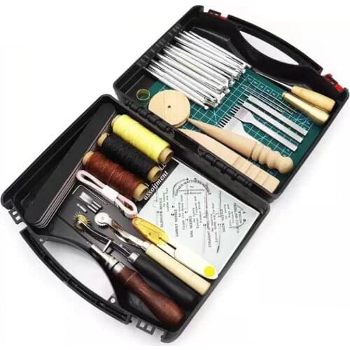 Professional Leather Craft Tools Kit Hand Sewing Stitching Punch Carving Work Saddle Set Accessories DIY Tool Set
