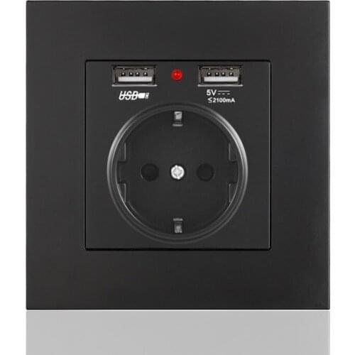 Usb Outlet Wall European Style With Double USB Socket EU Standard 2 USB Germany Socket 86 Type Concealed Installation 110-250V