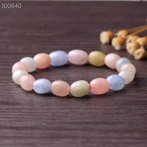 Genuine Natural Colorful Morganite Beryl Bracelet Oval Beads 10x8mm Women Rare Stretch Crystal Best Gift Drop Shipping AAAAA