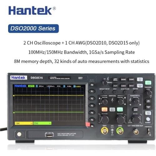 Hantek Digital Oscilloscope DSO2C10 2C15 2D10 2D15 2 Channels 100Mhz/150Mhz Storage Osciloscopio 1GSa/s Sample Rate