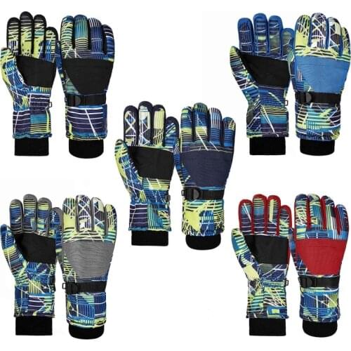 Winter Warm Mountain Snowboard Ski Gloves Kids Children Windproof Waterproof Outdoor Sports Full Finger Mittens Children Gloves