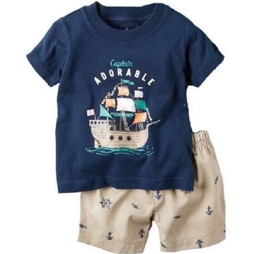 Pirate Baby Clothes Set Casual Boys Summer Outfits Tee Shirts Pant Clothing Suit Captain Adorable Children Outfits Tops 0-2 Year