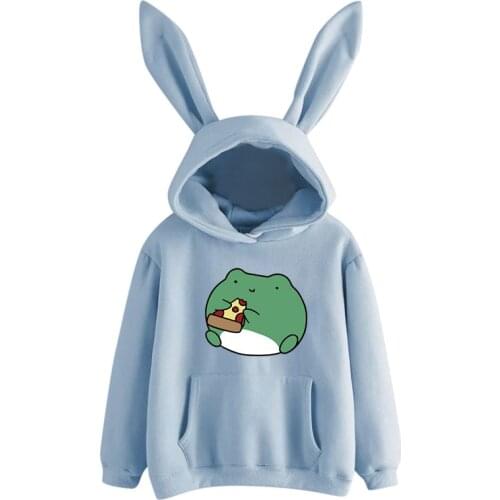 2021 Springtime Skateboard frog oversized Sweatshirt men and womens Hoodies Kawaii Warm Pullover girls Korean Style Hoodie
