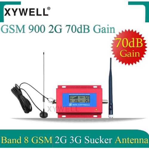 XYWELL gsm signal booster 2G GSM 900 MHz cellular Signal Repeater Amplifier with Sucker Antenna and Smart LCD Display Wholesale