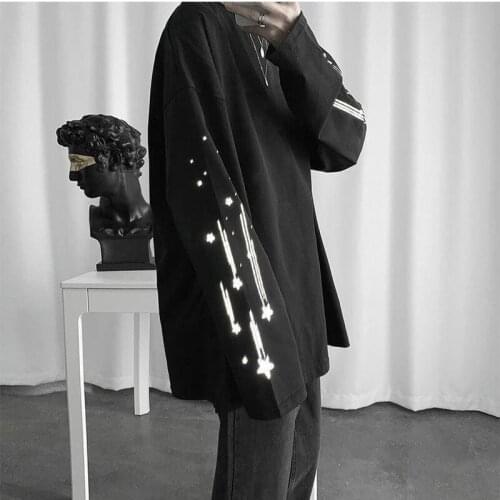 Little Star Luminous Print Tshirt Women Long Sleeve Shirts Fashion Solid Casual Round Neck Pullover Female Top 2021 Spring New