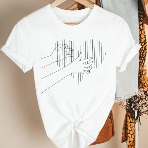 Women Clothes Cartoon Love Heart Cute New 90s Style Cute Summer Print Fashion Tshirt Female Short Sleeve Tee Top Graphic T-shirt