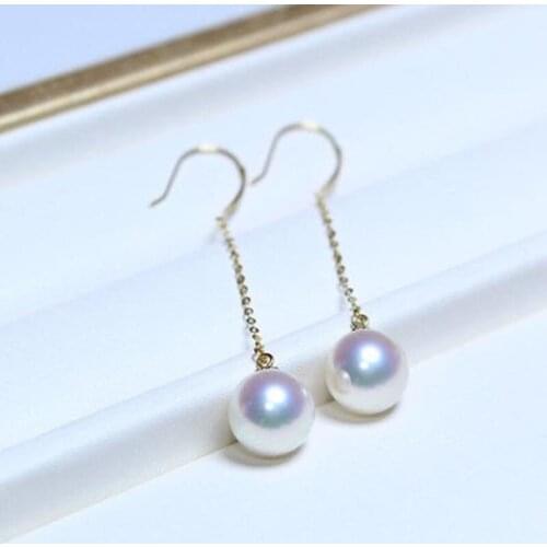 1 lot of 10-11mm south sea round white pearl earring 18k