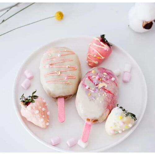 10pcs Pinkycolor Acrylic Ice Cream Popsicle Stick Kids Reusable Popsicle Birthday Party Cake Decorations Wedding Supplies