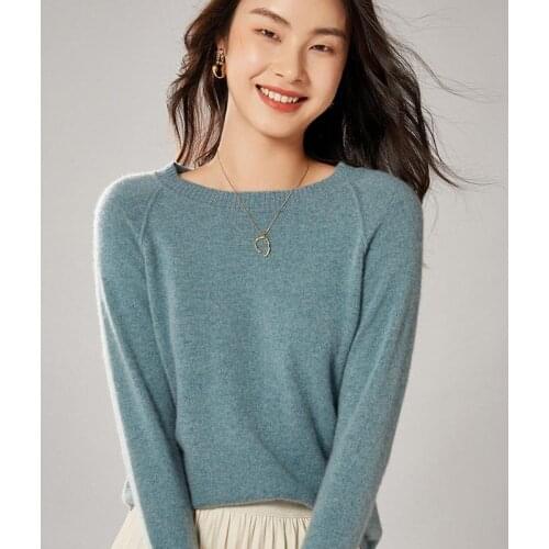 100% Australian wool round neck cashmere sweater women spring and autumn warm knit pullover soft pullover cashmere sweater