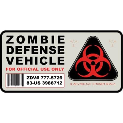 12.7CM*6.5CM Amusing Zombie Defense Vehicle Car Sticker Car Window Decal Motorcycle Parts C1-7466