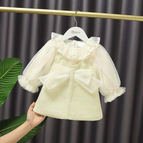 2021 Spring Girls Dresses Children Clothes Baby Girls Patchwork Dress Kids Prince Dress Baby Girls Dress Girls Outwear M31