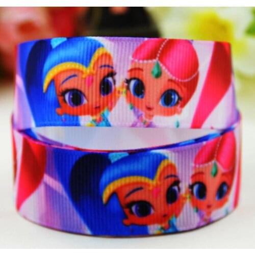 22mm 25mm 38mm 75mm Ruban satin Shimmer and Shine Cartoon Character printed Grosgrain Ribbon party decoration X-01989 10 Yards